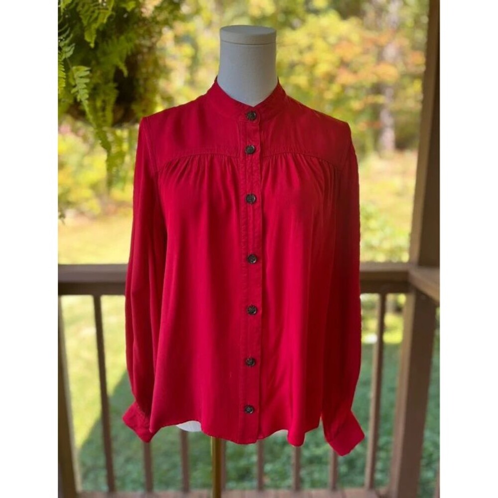 Banana Republic Red 100% Rayon Button Front Blouse Size S